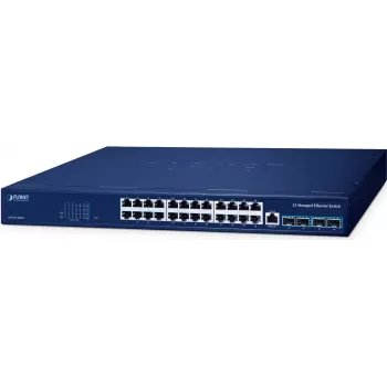 PLANET Przełącznik zarządzalny L3 24-portowy 10/100/1000T Gigabit Ethernet z PoE, niebieski (GS-6311-24T4X)