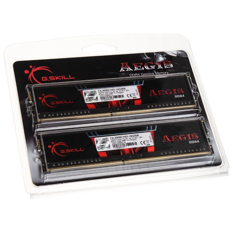 DIMM 16 GB DDR4-3000 (2x 8 GB) Dual-Kit, Arbeitsspeicher schwarz, F4-3000C16D-16GISB, Aegis, INTEL XMP