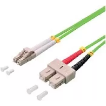 LogiLink - Kabel krosowy - LC/UPC wielomodowy (M) do SC/UPC wielomodowy (M) - 3 m - światłowód - Dupleks - 50/125 mikrometra - OM5 - bezhalogenowy - jasnozielony
