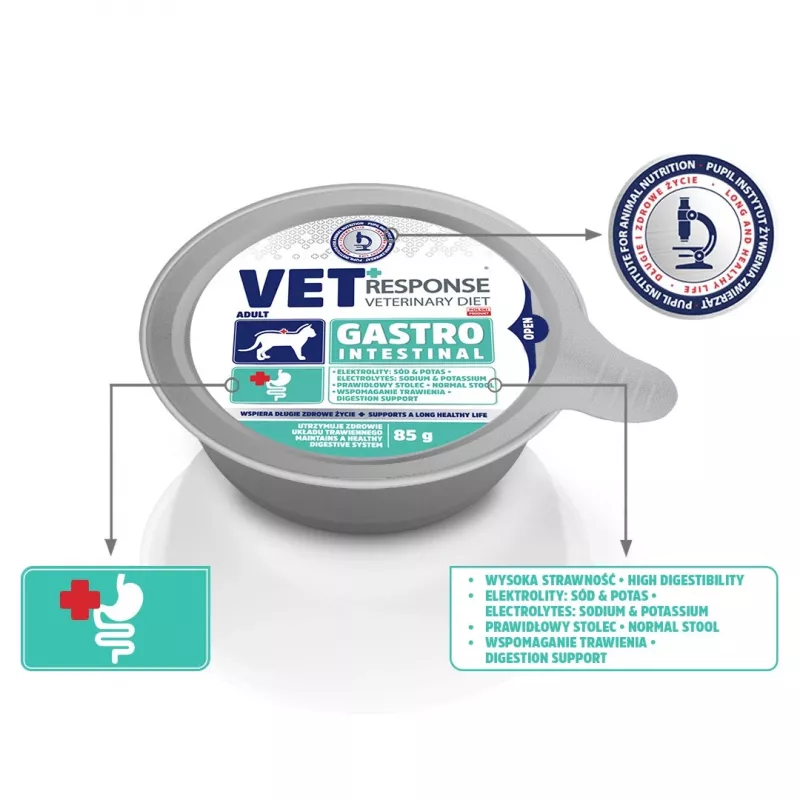VET RESPONSE Gastrointestinal - karma mokra dla kotów - 4x85g