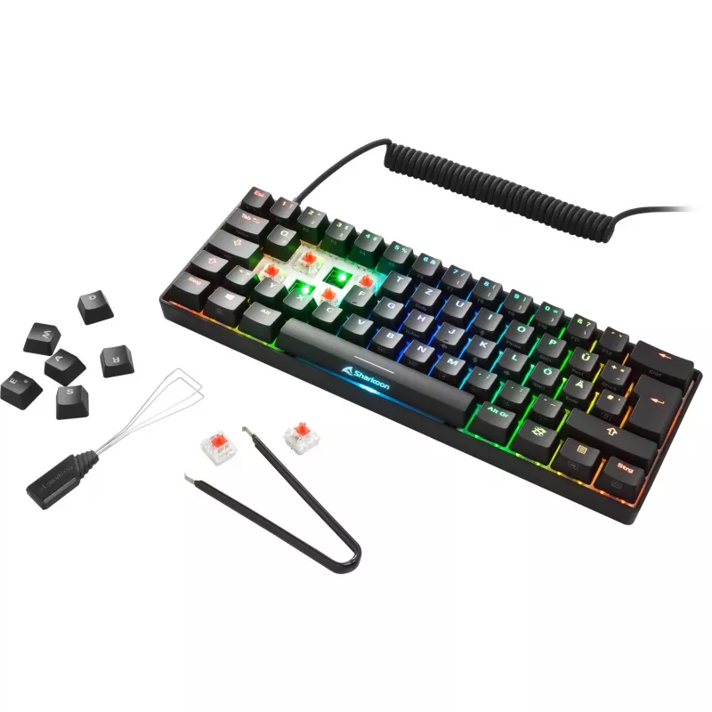 SKILLER SGK50 S4, klawiatura gamingowa czarna, układ DE, Kailh czerwony