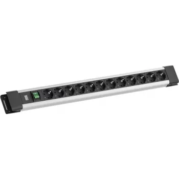 Listwa zasilająca Bachmann CONNECTUS 12x gniazda CEE7/3, 1x przełącznik, kabel 2,0 m, wtyczka CEE7/7, szary