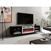 szafka RTV POLO 180x33x39 czarny + kominek biały