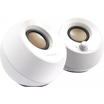Creative Pebble 2.0 Zestaw głośników stereo na biurko, biały