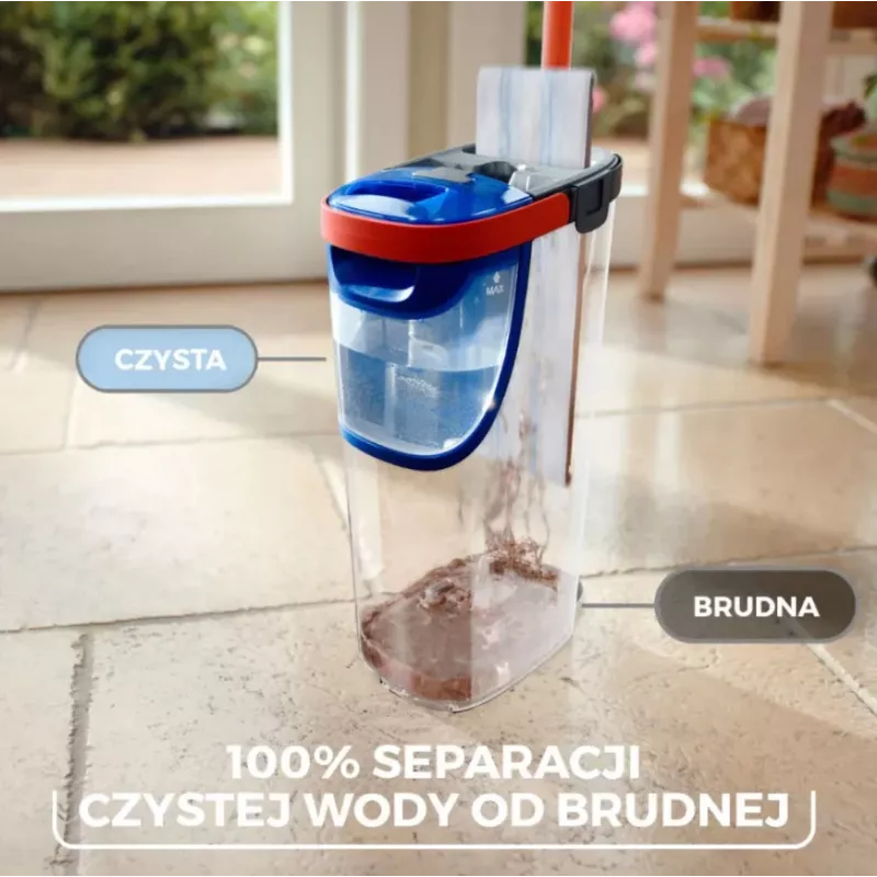 Mop VILEDA Microfibre 1200 ml na mokro, obrotowa głowica 360°, drążek 140,5 cm, zdejmowana głowica do prania w pralce