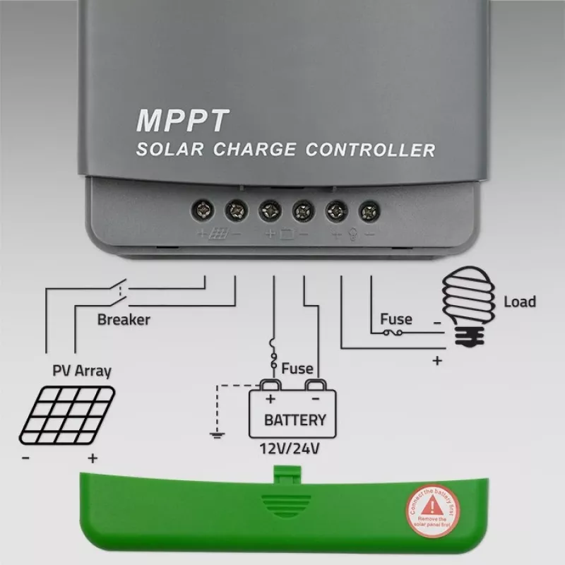 Qoltec, regulator ładowania MPPT z czujnikiem temperatury 20A 12V/24V Wyświetlacz LCD 2 x USB