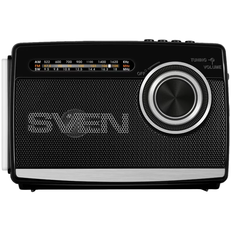 Głośnik SVEN SRP-155, czarny (3W, Bluetooth, FM/AM/SW, USB, microSD, latarka, bateria)