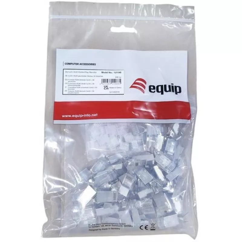 Shielded wtyk RJ45 EQUIP Cat 8.1, male, srebrny, 50 pcs, 11.7×22.5 mm, 3.7 g