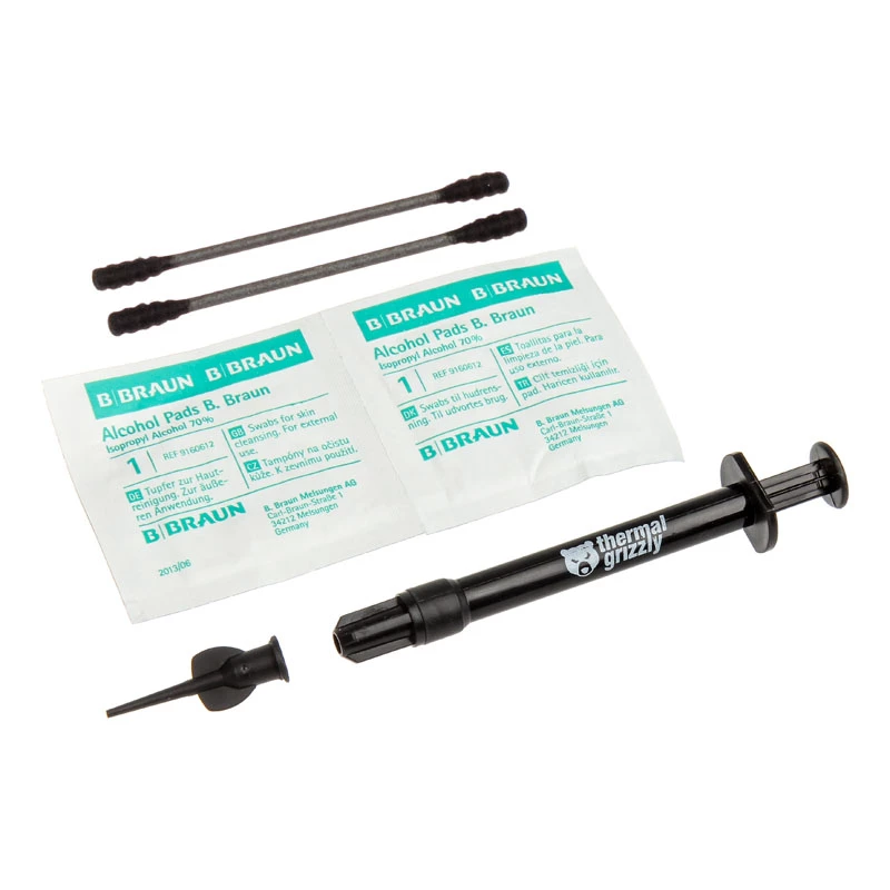 Thermal Grizzly | Pasta termoprzewodząca Conductonaut 1g | uniwersalna | Przewodność cieplna: 73 W/mK; Lepkość: 0,0021 Pas; Gęstość: 6,24 g/cm³; Temperatura: -10°C / +140°C; Zawartość