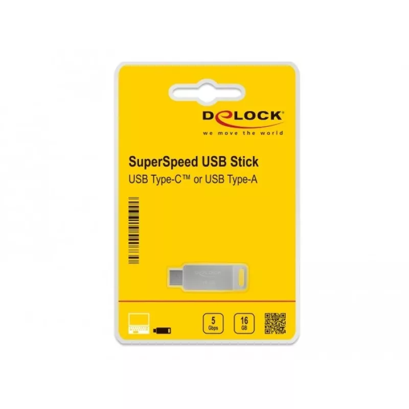 Pendrive DeLOCK 16 GB USB-C Typ-A Obudowa metalowa