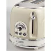 Toster Ariete 155 Design 2 kromki z koszykami do kanapek, 6 poziomów opiekania, 810 W, obudowa ze stali nierdzewnej, wysuwana tacka na okruchy, pastelowy beż