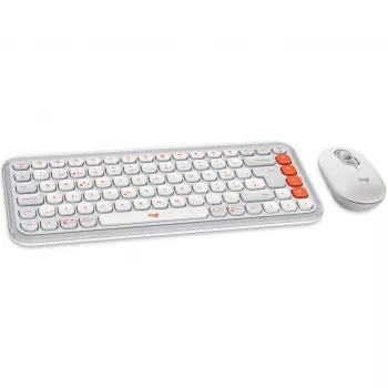 Mysz Logitech POP Icon Combo Bluetooth QWERTZ Szwajcarski Pomarańczowo-Biały