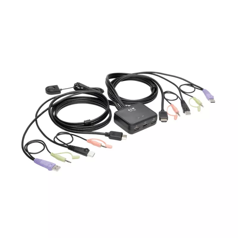 Eaton Tripp Lite series 2-Port USB/HD Cable KVM Switch with Audio/Video, Cables and USB Peripheral Sharing - KVM-/Audio-/USB-Switch - 2 x KVM/Audio/USB - 1 lokaler Benutzer - Desktop