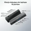 Stacja dokująca UNITEK D1079A USB4 przewodowa czarna 100W Power Delivery