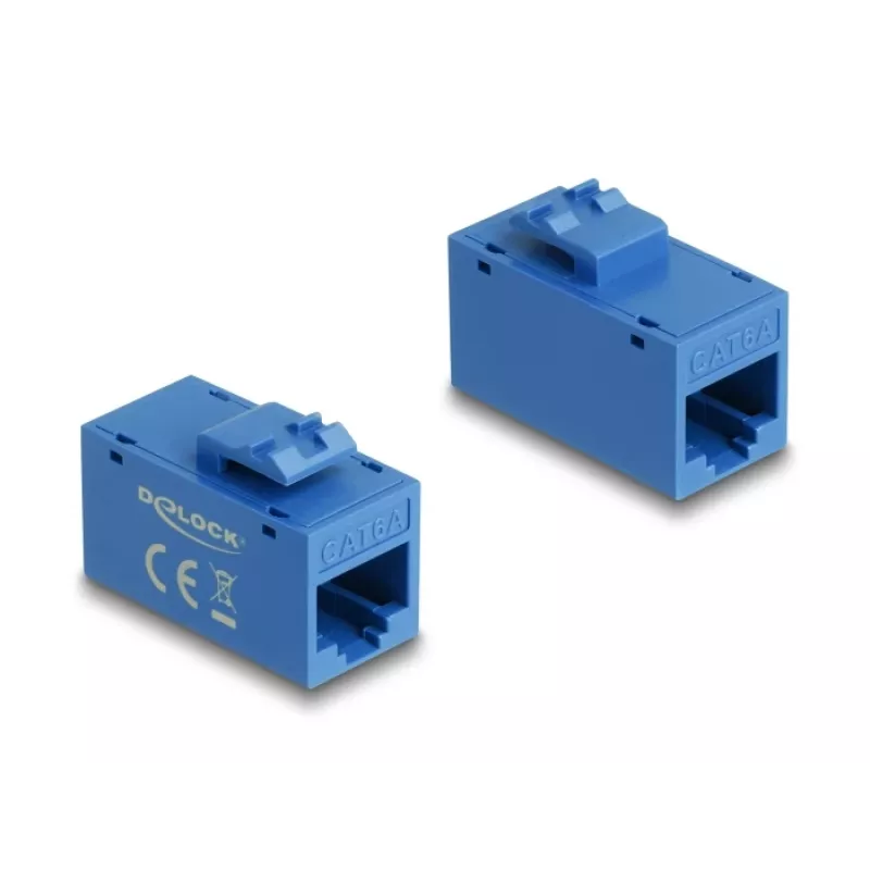Moduł Keystone DELOCK 90642 — płaska wkładka RJ-45, niebieska, 16,2×30×20,5 mm