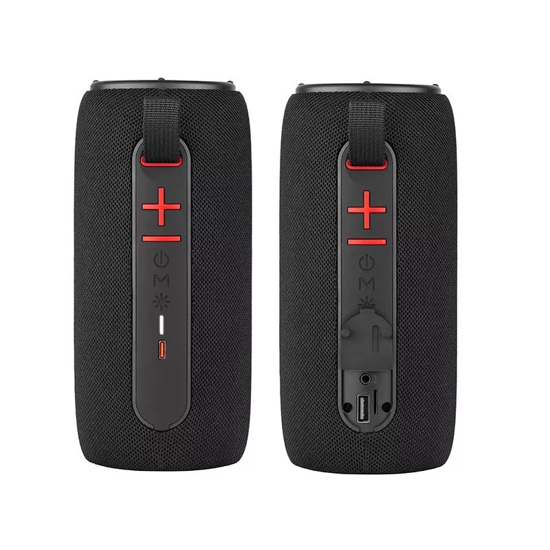 Przenośny głośnik stereo TRACER Stripe Czarny — 10 W RMS, Bluetooth/przewodowy, USB-A i USB-C, MicroSD, wbudowany akumulator (do 5 h)