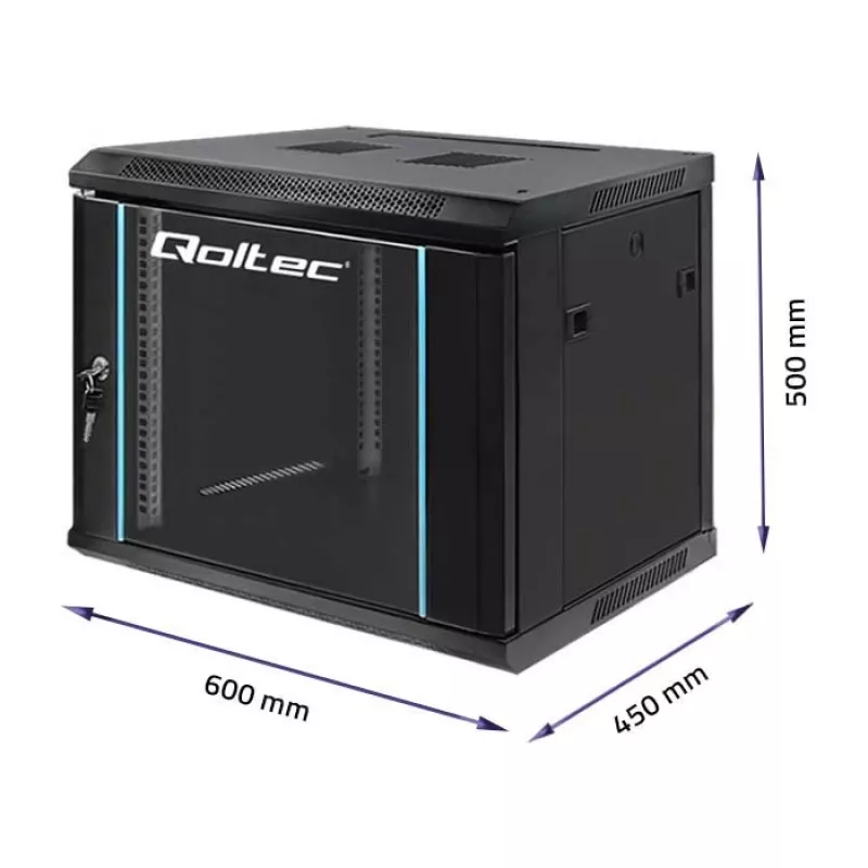 Szafa rack 19 cali QOLTEC 54463 9U 600x500x450 mm obudowa metalowa na sprzęt sieciowy
