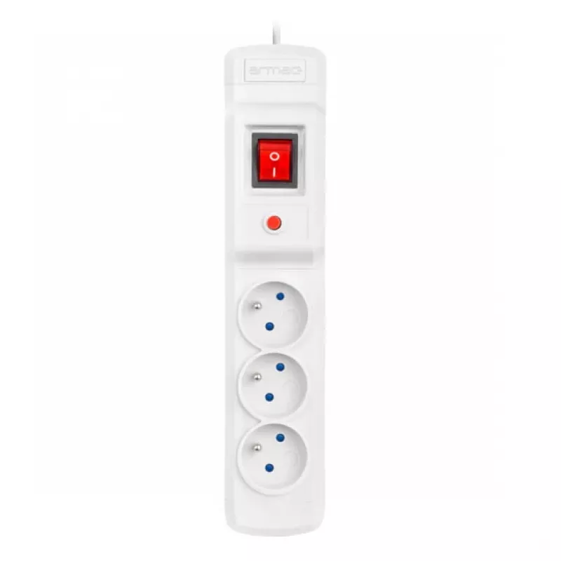 Listwa zasilająca ARMAC MULTI M3 PROTECTING POWER STRIP, 3 gniazda, kabel 3 m, szara