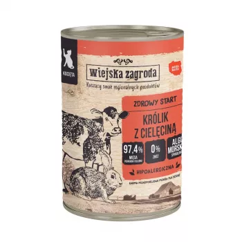 WIEJSKA ZAGRODA Królik z cielęciną dla kociąt - mokra karma dla kotów - 400g