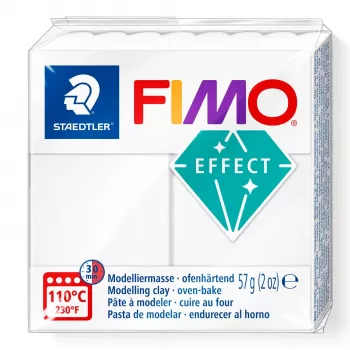 Modelina FIMO effect biała półprzezroczysta 8010-014 — efekt półprzezroczystej bieli, miękka glinka polimerowa, kostka 57 g