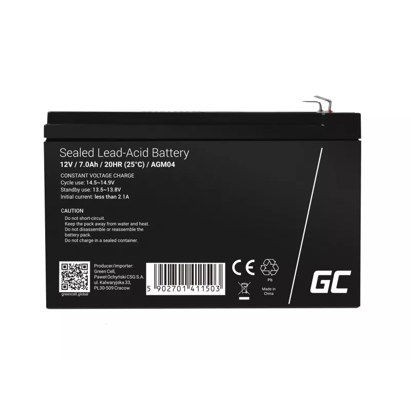 Akumulator UPS zielony Cell AGM04 12V 7Ah sealed lead acid (VRLA) czarny, 1 szt.