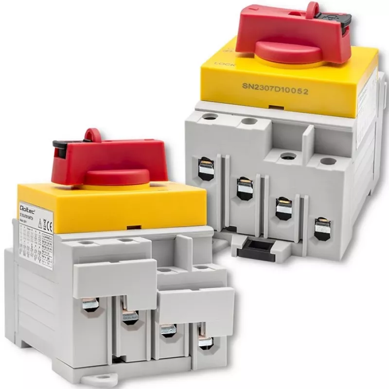 Qoltec 52611 Odłącznik DC z funkcją blokady | Wyłącznik główny | 1200V | 32A | 8kV | 4P