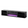 Szafka pod telewizor Cama Meble POLO 180x33x39 cm z kominkiem elektrycznym 1400–1600 W, czarna, 2 półki, laminat