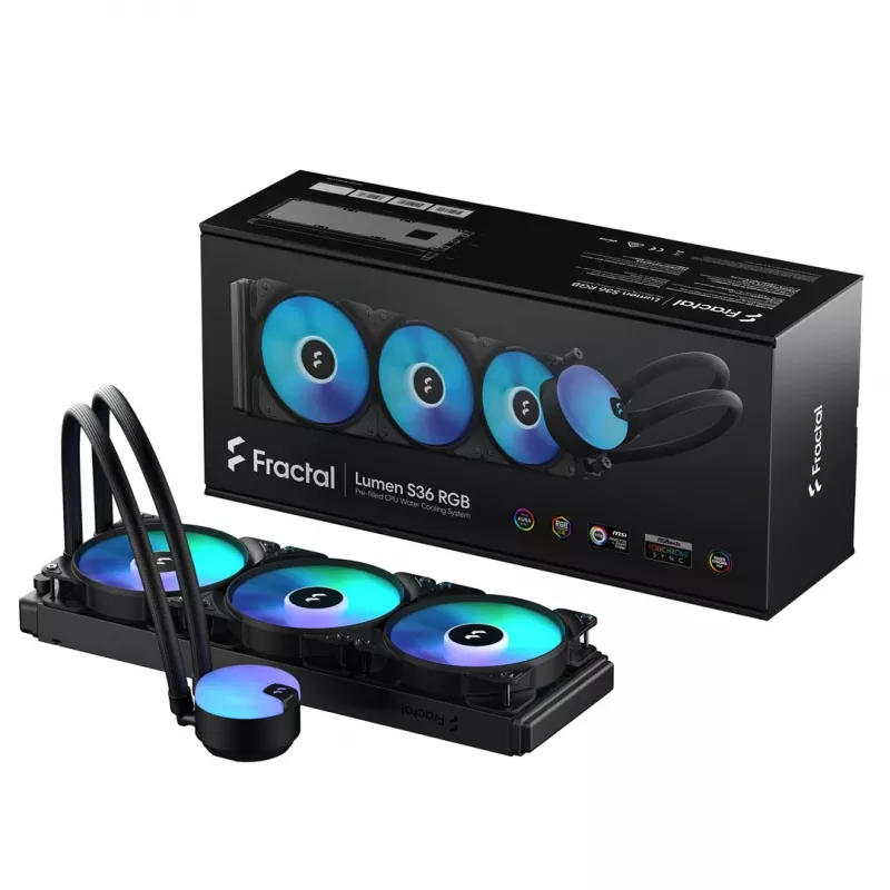 Fractal Design Lumen S36 v2 RGB Chłodzenie procesora All-in-one cieczowe 12 cm Czarny 1 szt.