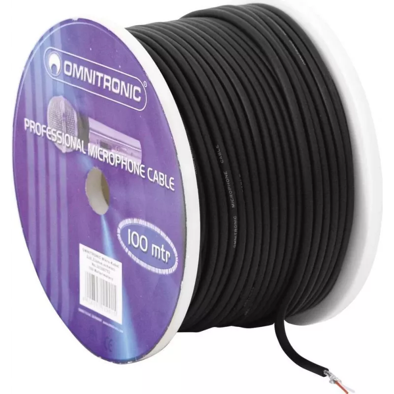 Kabel mikrofonowy Omnitronic 2x0.22 mm² 100 m Czarny