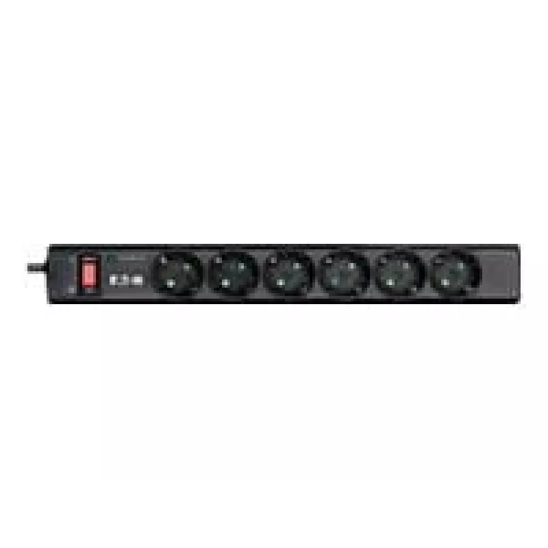 Eaton Protection Strip 6 DIN - Steckdosenleiste mit Überspannungsschutz (6-Fach Schuko Buchse, schaltbar) - schwarz (PS6D)