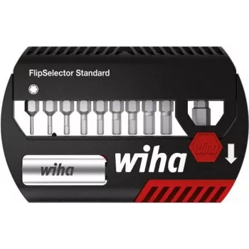 Zestaw końcówek wkrętakowych Wiha FlipSelector Standard, 11 szt., końcówki poliamidowe 25 mm, chwyt sześciokątny 1/4 cala (25,4/4 mm)