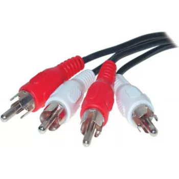 S/CONN kabel audio 2 x 2 RCA 2,5 m czarny czerwony biały wtyk męski