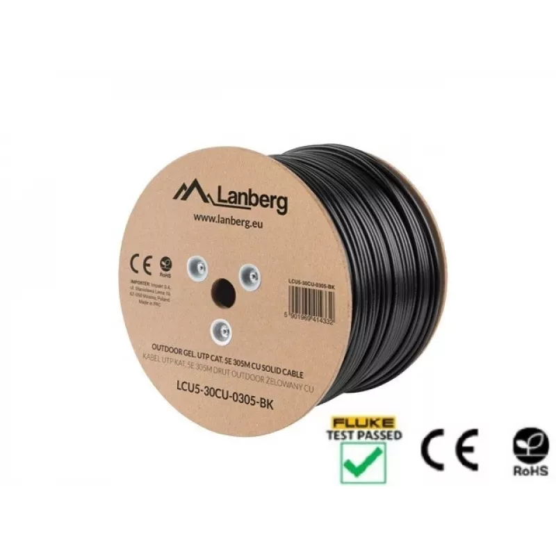 Lanberg LCU5-30CU-0305-BK Kabel sieciowy 305 m Cat5e U/UTP (UTP) Czarny (LCU5-30CU-0305-BK)