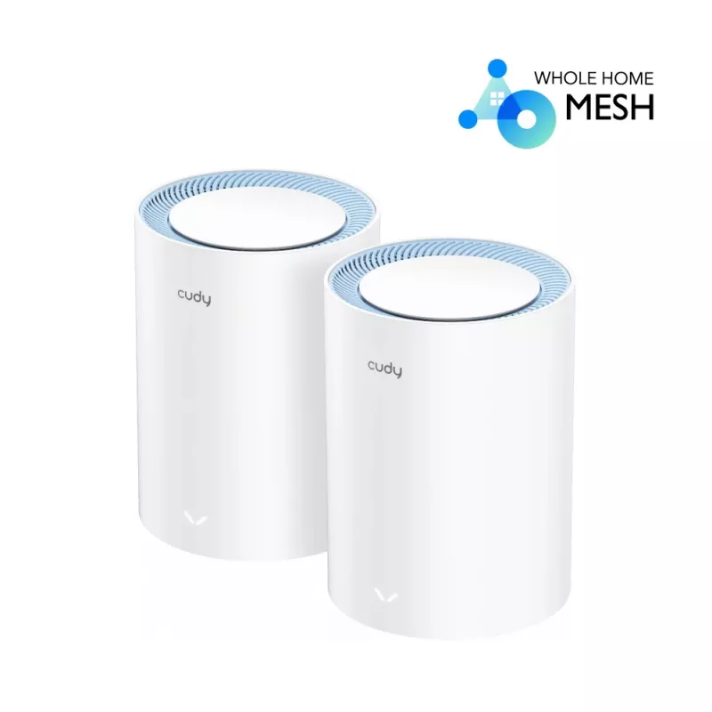 System mesh Cudy M1200 2-pak — Dwuzakresowe Wi‑Fi 5 (300/867 Mbps), 2 jednostki, 1 port LAN, obsługa 100 urządzeń