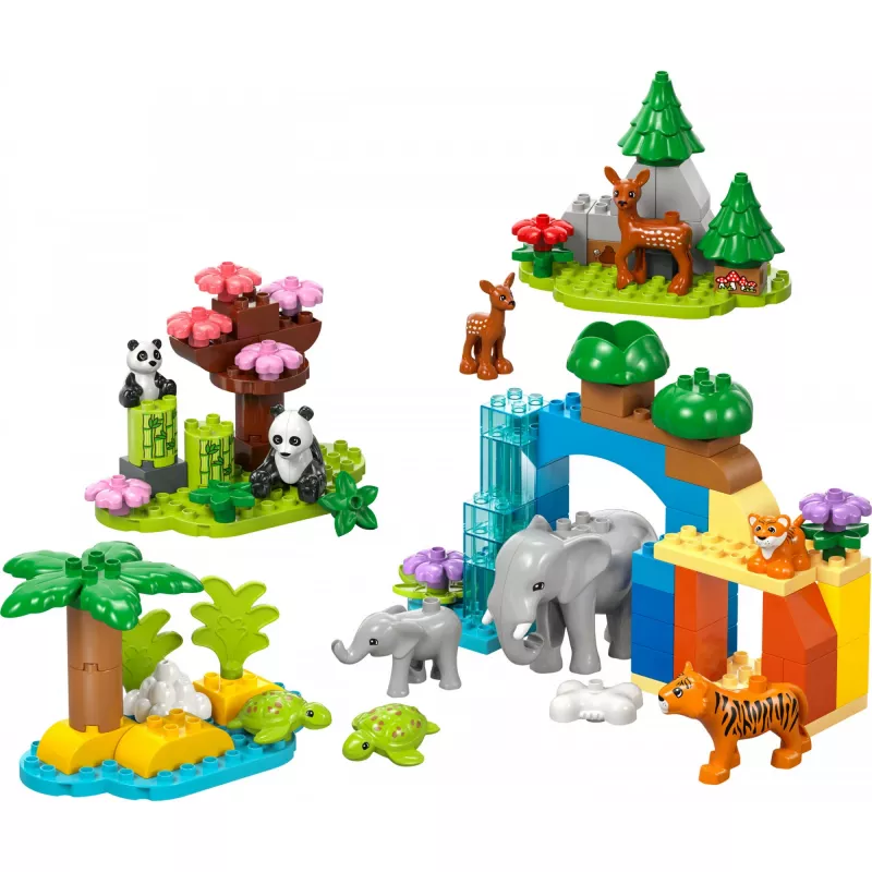 Zestaw LEGO DUPLO Town Rodziny Dzikich Zwierząt 3-w-1 10446 — 92 elementy, wiek 2+, 200×220×340 mm