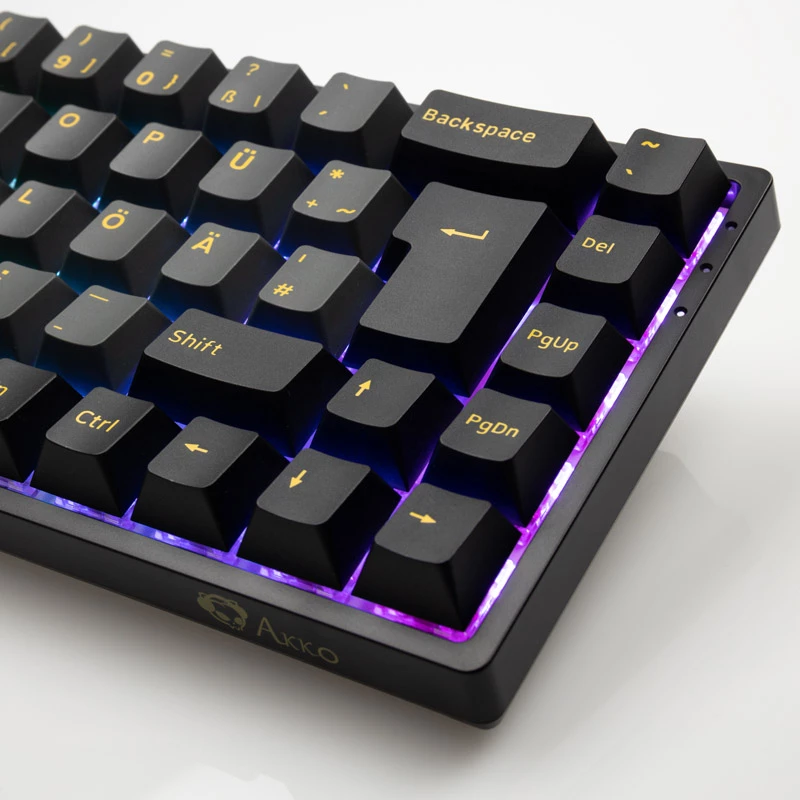 AKKO 3068B Plus Czarny&Gold Bezprzewodowa klawiatura gamingowa, mechaniczna, RGB - V3 Cream żółty, ISO (DE), czarna