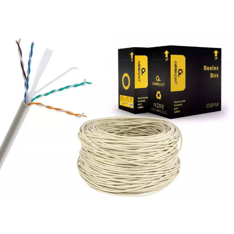 Kabel sieciowy Gembird UPC-6004SE-SOL Cat6 RJ-45 na szpuli, 100 m, szary