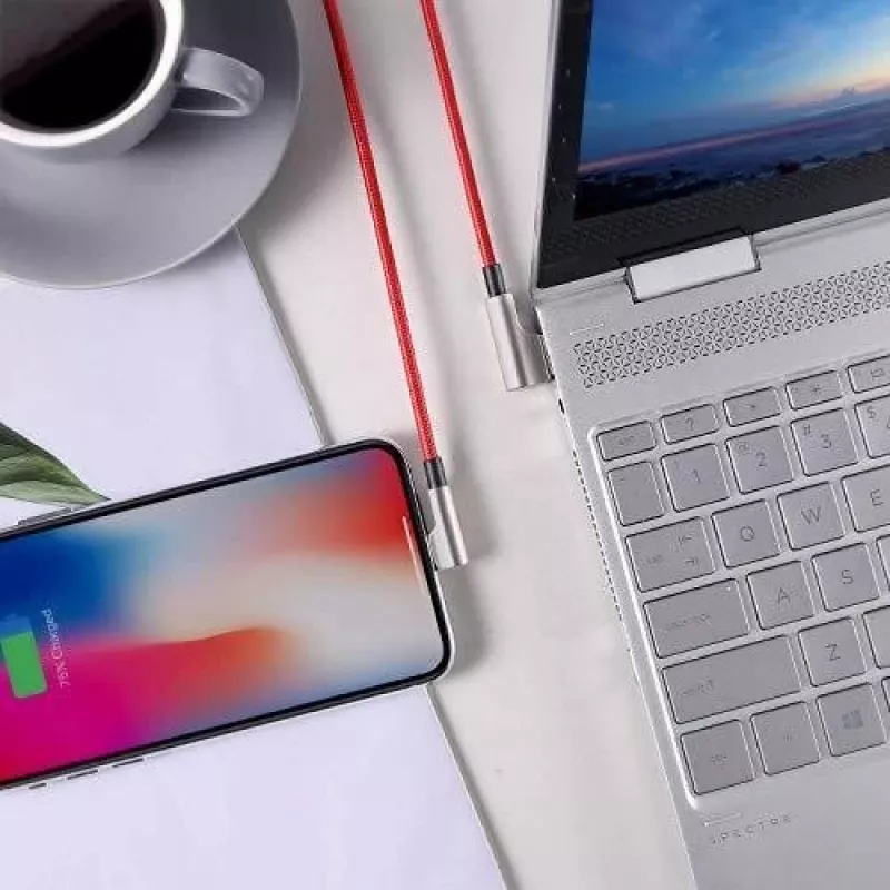 Kabel USB do Lightning Aukey CB-AL01 Czerwony — Plecionka Nylonowa, Złącze Lightning do Urządzeń Apple