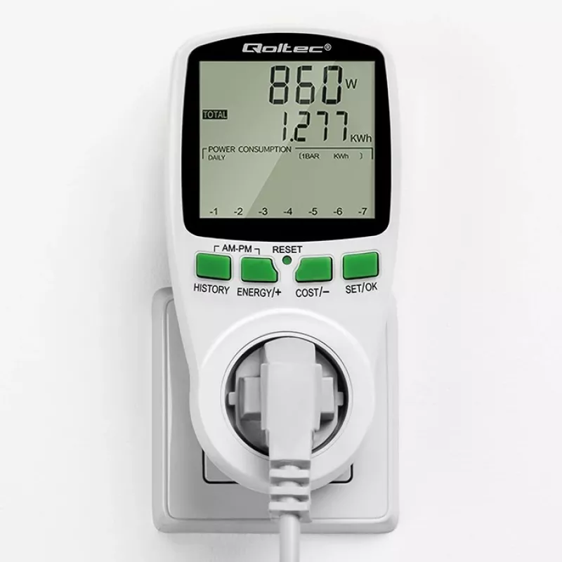Miernik mocy QOLTEC PM0627 3680W z historią — QOLTEC PM0627 3680W