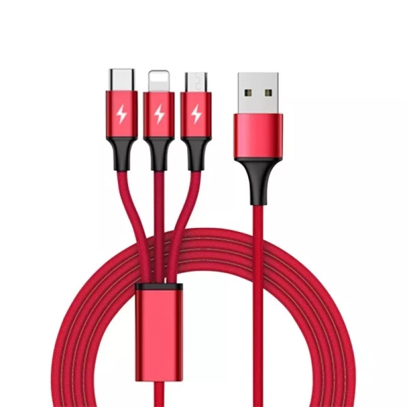 UNITEK C4049RD Kabel USB 1.2 m USB A USB C/Micro-USB B/Lightning Czerwony