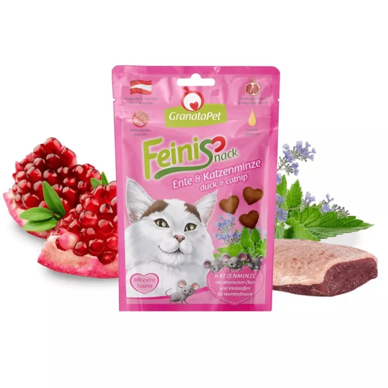 Przysmaki dla kota Fox4Pets GRANATAPET FeiniSnack Duck & kocimiętka, mięsny stały saszetka, 50 g, bez cukru, bez glutenu