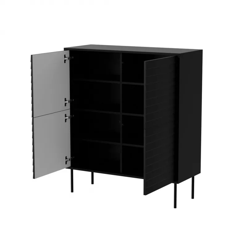Komoda cama meble CORTINA 102x40x118 cm, czarna, korpus z płyty wiórowej, 16 mm, drzwi 18 mm