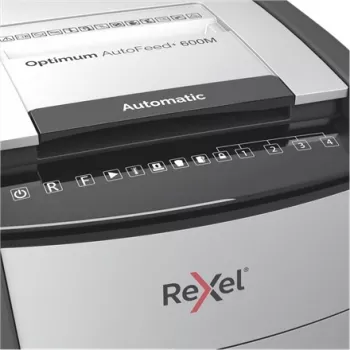 Niszczarka Rexel AutoFeed+ 600M, cięcie mikro, 2x15mm, P-5, 110L, 55 dB, szary/czarny