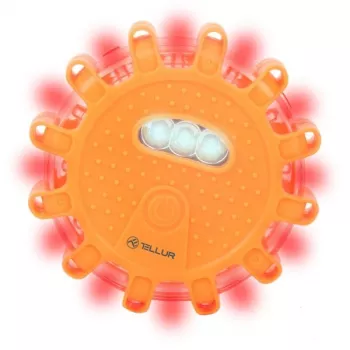 Sygnalizator awaryjny LED i latarka Tellur TLL441101 — 3×AAA, magnetyczny, pomarańczowy