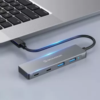 GRAUGEAR G-HUB2A2C-AC koncentrator interfejsów USB 3.2 Gen 1 (3.1 Gen 1) Type-A + Type-C 5000 Mbit/s Srebrny