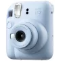 Aparat natychmiastowy Fujifilm Instax Mini 12 niebieski — wydruki 86 x 54 mm, ogniskowa 60 mm, migawka elektroniczna