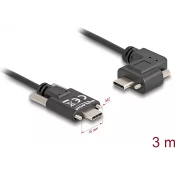DeLOCK Kabel USB 2.0 USB Type-C męski do USB Type-C męski kątowy lewy/prawy PD 3.0 60W 3m