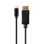 USB adapter graficzny Gembird A-CM-DPM-01 z USB-C, obsługa do 3840×2160, USB 2.0 / 3.2 Gen 2, czarny, kabel 2 m