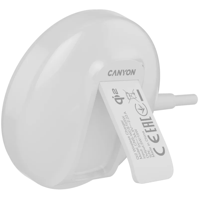 Ładowarka bezprzewodowa CANYON WS-105 15W Qi2 Biała – bezprzewodowe ładowanie 15 W, kompatybilna z Qi2