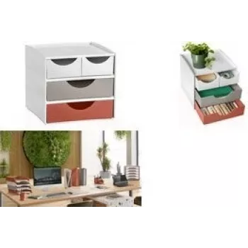 Komoda CEP TERRA NOVA z 4 szufladami, wykończenie biały Sand Terracotta